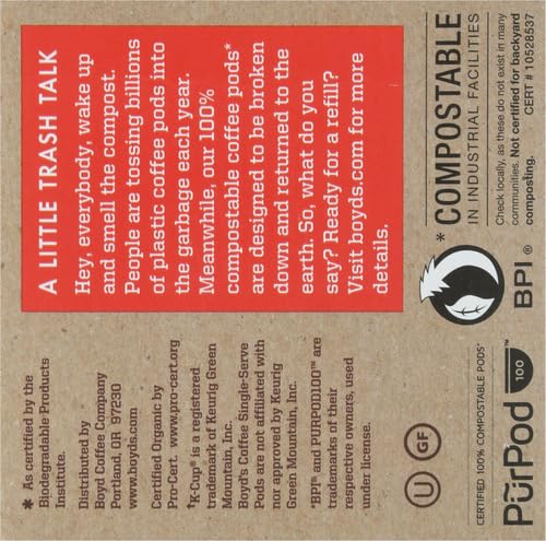Boyd's Coffee Red Wagon Single Serve, 12 Count | BPI certified, Rainforest Alliance beans, smoky flavor, smooth finish, roasted in Portland, Oregon