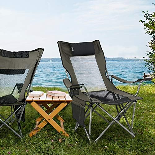 OUTDOOR LIVING SUNTIME Camping Folding Portable Mesh Chair with Removabel Footrest…