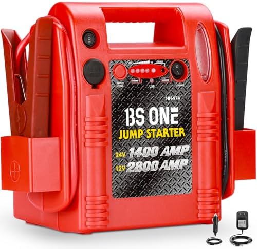 24V / 12V Jump Starter, Heavy Duty 1200/2400 Peak Amp Sealed Lead Acid Battery Jump Starter for Car Truck Tractor Excavator
