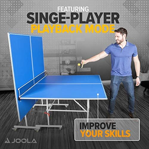 JOOLA Indoor 15mm Ping Pong Table with Quick Clamp Ping Pong Net Set - Single Player Playback Mode - Regulation Size Table Tennis Table - Compact