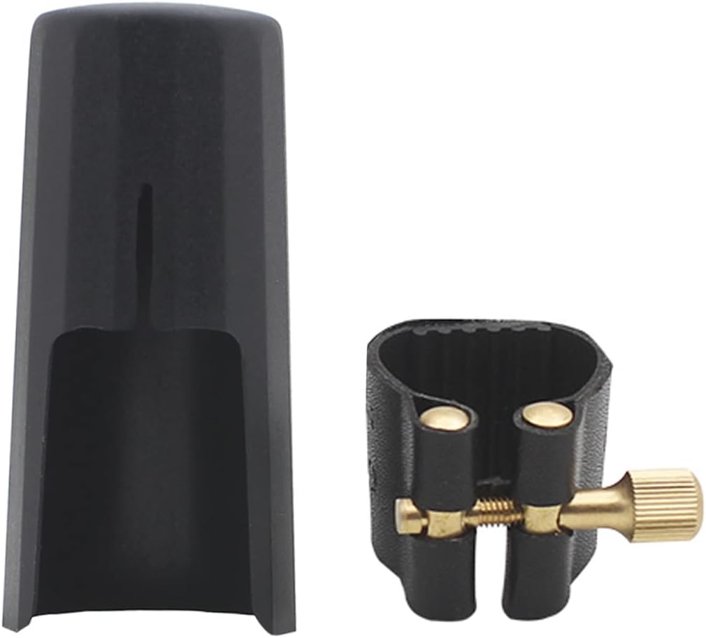 Alto Saxophone Ligature Kit, Metal Ligature and Plastic Cap | for Saxophone Mouthpiece Wind Musical Instruments Accessory for Beginner and Student