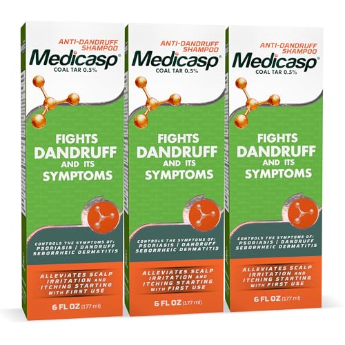 Medicasp Coal Tar Anti-Dandruff Shampoo, Flakes Shampoo, 6 fl oz | Alleviates Symptoms from 1st Wash, Treats Psoriasis, Seborrheic Dermatitis & Itchy Dry Scalp, Fights Root Cause of Dandruff