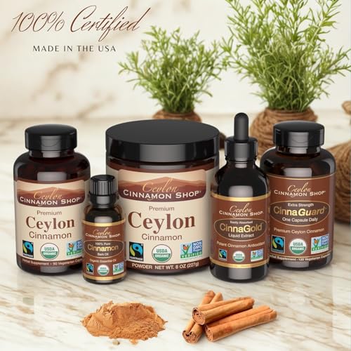 Organic Ceylon Cinnamon Powder, USDA Certified Spice - 8 ounces | Premium Grade True Cinnamon, Sri Lankan Variety, Cinnamomum Verum, All-Natural