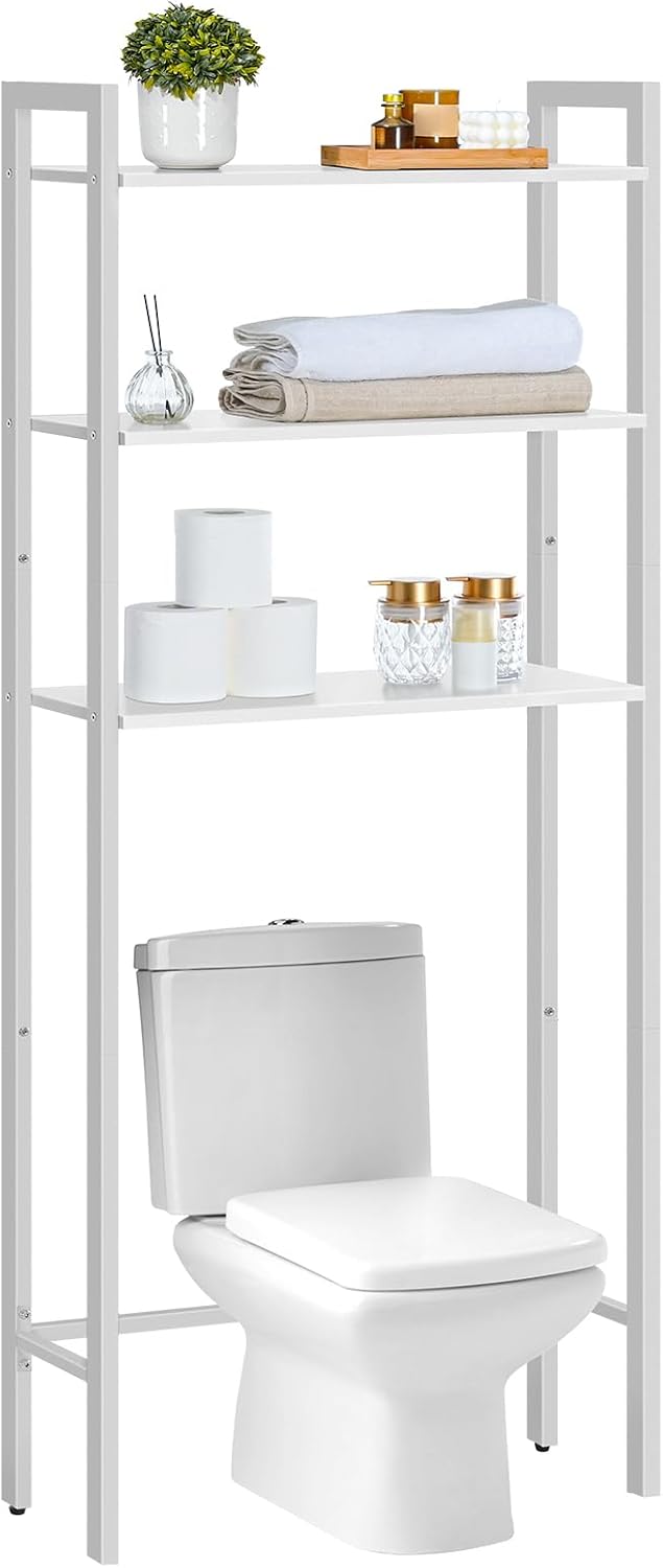 HOOBRO Over The Toilet Storage, 3-Tier Bathroom Organizer Shelf Over Toilet, Freestanding Bathroom Storage Shelves, Space Saver