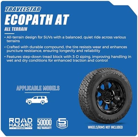 Travelstar Ecopath AT All Terrain 31X10.50R15LT 6 Ply 109R Light Truck Radial Tire + Three-year Road Hazard Warranty Included 31X10.50R15 (Tire Only)
