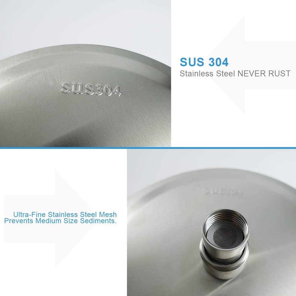 NearMoon Rain Shower Head, Ultra-Thin Design-Pressure Boosting, Awesome Some Experience, High Flow Stainless Steel Rainfall Head (10 Inch