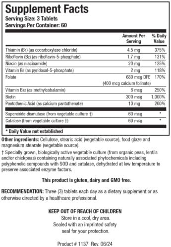 BIOTICS RESEARCH Bio-3B-G Vitamin B Complex, Vitamin B Complex Supplement for Stress, Energy and Adrenal Health Gluten Free Supplement 180 Tablets