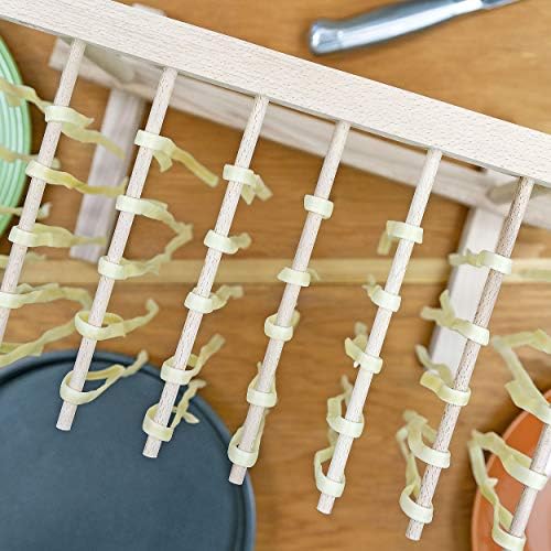 Southern Homewares Collapsible Wooden Pasta Drying Rack – Natural Beechwood Pasta Hanger for Fresh Pasta, Noodles