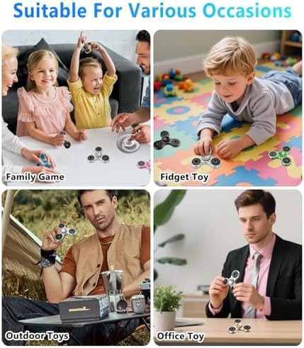 Metal Fidget Spinner Toy Long Spin Time Fidget Toys for Adults Kids | Durable Stainless Steel Bearing, Silent Spins 3-5 min