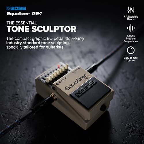 BOSS GE-7 Equalizer | Compact Graphic Equalizer Pedal | Tailored for Guitarists | 7 Bands of EQ Sliders | Guitar-Optimized Frequencies | ±15dB