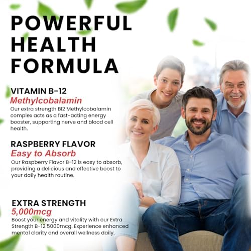 VITBOOST Vitamin B12 Liquid Drops - 60 x 5000 mcg Vegan B12 Sublingual | Extra Strength Raspberry Flavored Methylcobalamin B-12 Supplement Designed