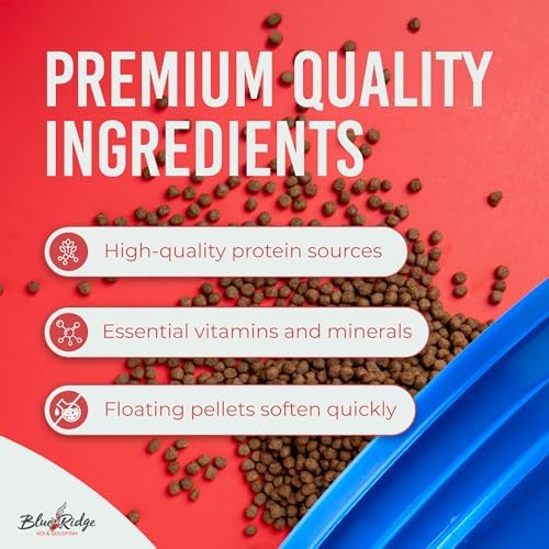Blue Ridge Koi Platinum Pro 41% Protein Fish Food, 3/16" Pellets, 4.5 lb | Floats, softens fast; Spirulina & Canthaxanthin color support; probiotic-enriched; warm-season formula