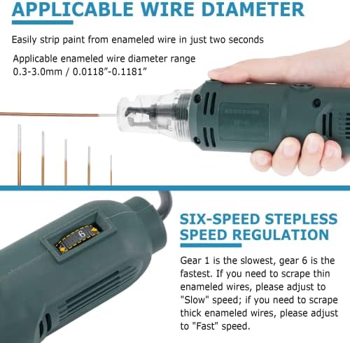 MXBAOHENG Handheld Magnet Wire Stripping Machine 75W | Wire Stripper Cutter, 0.3-3mm Enameled Wire Paint Scraper, 12000r/min, 110V