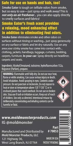 Smoke Eater Odor Eliminator Spray & Air Freshener, Lavender, 4 oz | Cigarette, Cigar, Cannabis & Tobacco, For Car, Home, Clothes, Travel Size, Tea Tree Oil Formula, Non-Aerosol Pump Spray