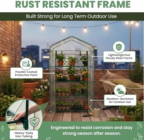3 Tier Mini Greenhouse - Portable Greenhouse with Rust-Resistant Frame and PVC Cover for Indoor/Outdoor - 27.5x19x50-Inch Green House by Pure Garden