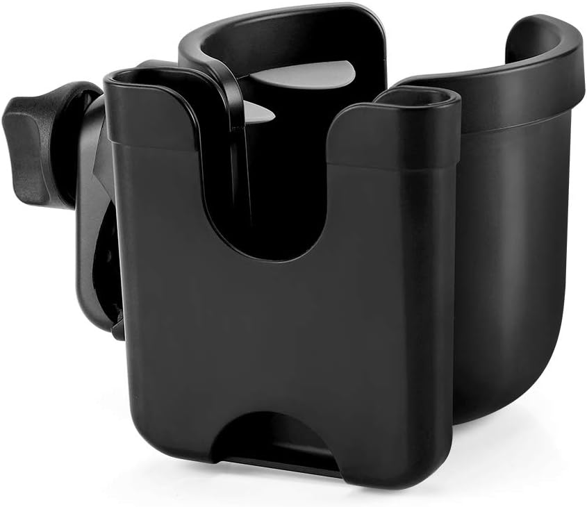 Accmor Stroller Cup Holder with Phone Holder, Bike Cup Holder, Universal Cup Holder for Uppababy Nuna Strollers, 2-in-1 Drinks Holder for Walker