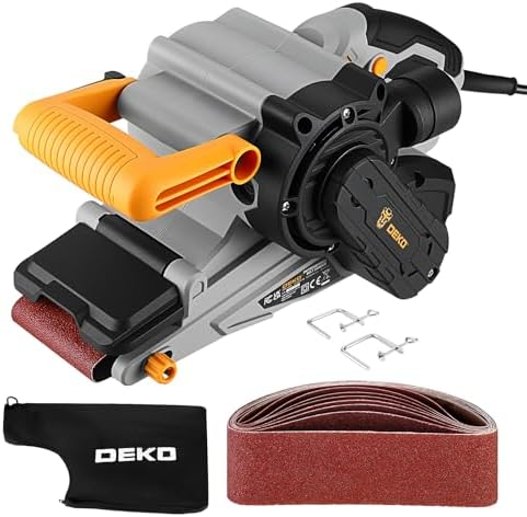 Belt Sander Corded: DEKOPRO 8.4A Belt Sander Handheld with Dust Bag & 2 Metal C Clamps