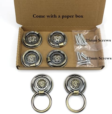 1.77 Inch Bronze Antique Drawer Pulls for Cabinet, 6 Packs