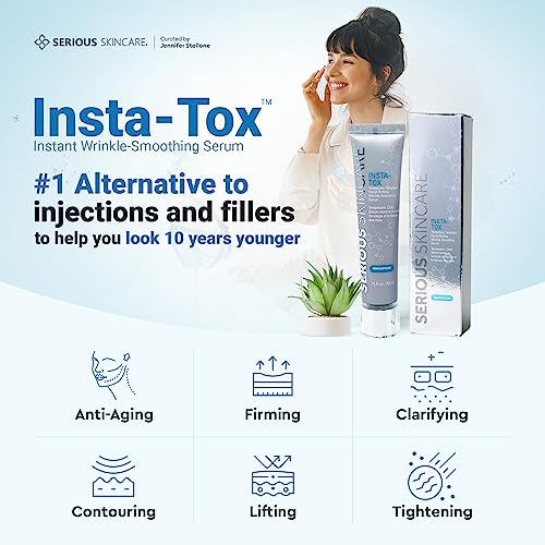 Serious Skincare INSTA-TOX Instant Wrinkle Filler for Face Serum, to Smooth + Blur Fine Lines, Deep Wrinkles, Lip Lines, Crow’s Feet & Pores, Temporary Face Tightener, for Smoother Skin .75 oz