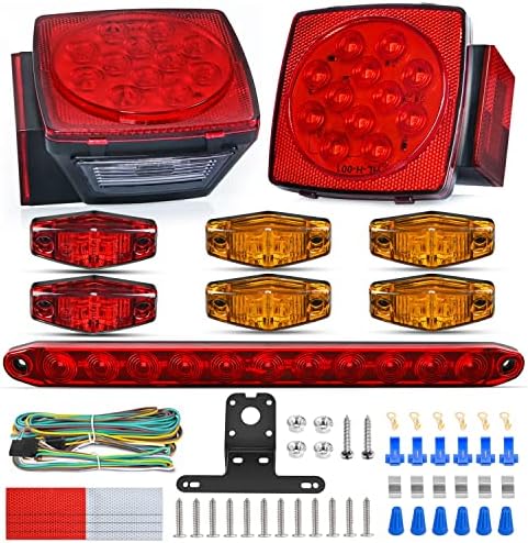 Nilight Square Submersible LED Trailer Light Kit,IP68 Waterproof 2PCS