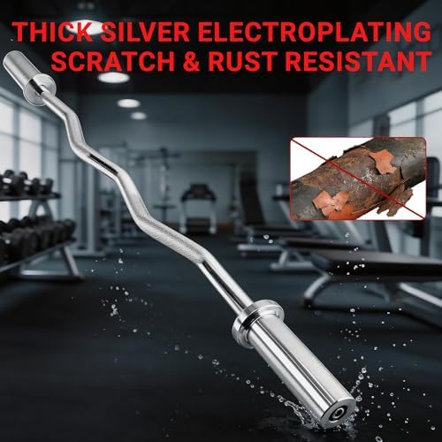 Everyday Essentials Olympic Super Curl Barbell Curl Bar, 48 inch (350 lb Weight Capacity)