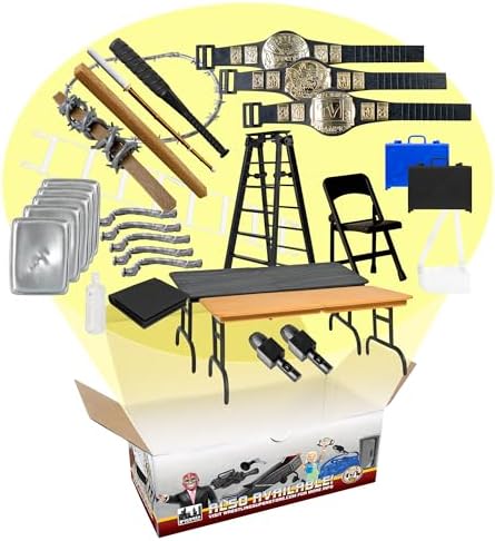 30 Piece Massive Wrestling Figure Accessory Pack for Wrestling Figures | Build Bigger Wrestling Figure Matches with 30 Realistic Accessories
