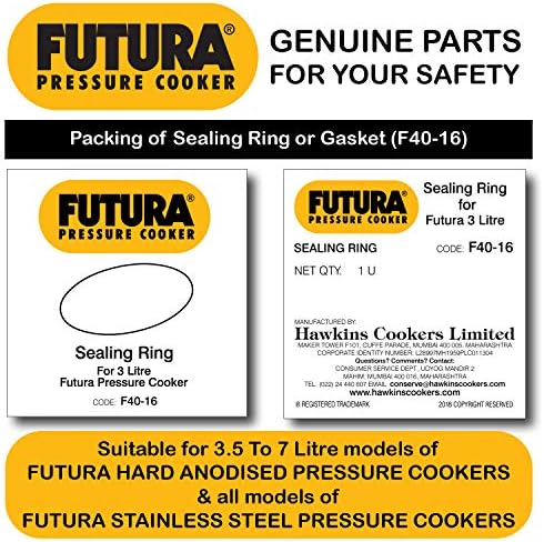 Hawkins Plastic Futura Rubber Gasket For 3L Pressure Cooker And Safety Valve (Black), 3 Liter