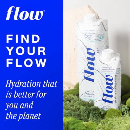Flow Artesian Mineral Spring Water, 33.8 Fl Oz, 6 Pack | Naturally Alkaline Water, pH 8.1, Electrolytes, Minerals, Zero Calories, Eco-friendly pack, Non-GMO, BPA-Free