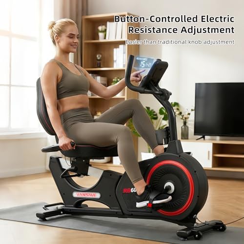 VANSWE Recumbent Exercise Bike for Home Seniors with 450 LB Weight Capacity | Fit 5’1”-6’4”, Bluetooth App Connectivity