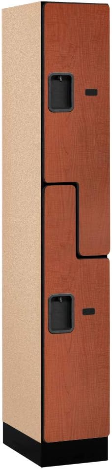 Salsbury Industries 2-Tier S-Style Designer Wood Locker with One Wide Storage Unit, 6-Feet High by 18-Inch Deep, Mahogany