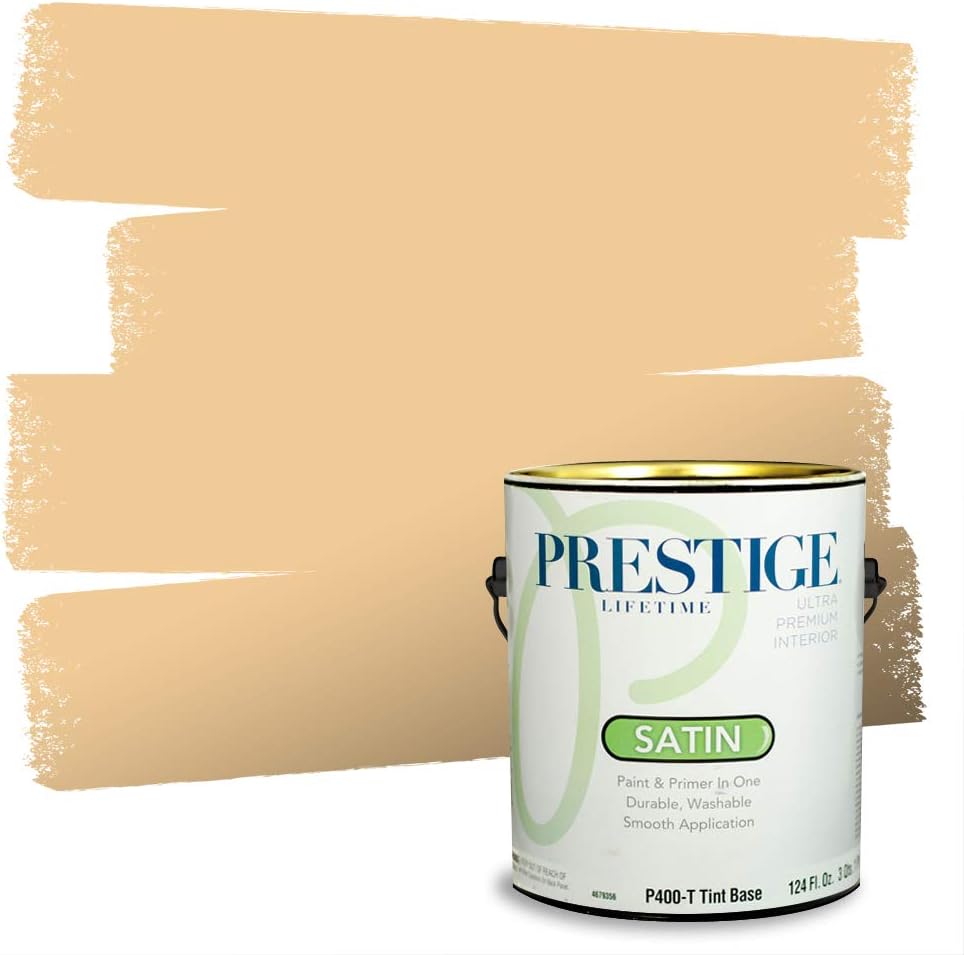 PRESTIGE Paints Exterior Paint and Primer In One, 1-Gallon, Satin, Comparable Match of Sherwin Williams* Cachet Cream*