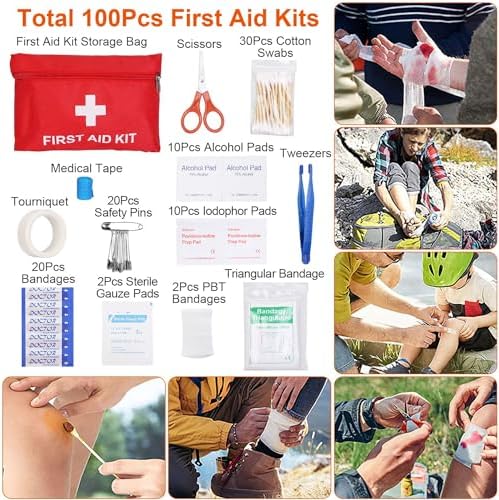 Survival Kit, 125Pcs Emergency Survival Gear Tactical with First Aid Kit Supplies Multifunctional Axe, Emergency Shelter for Outdoor, Camping, Hiking