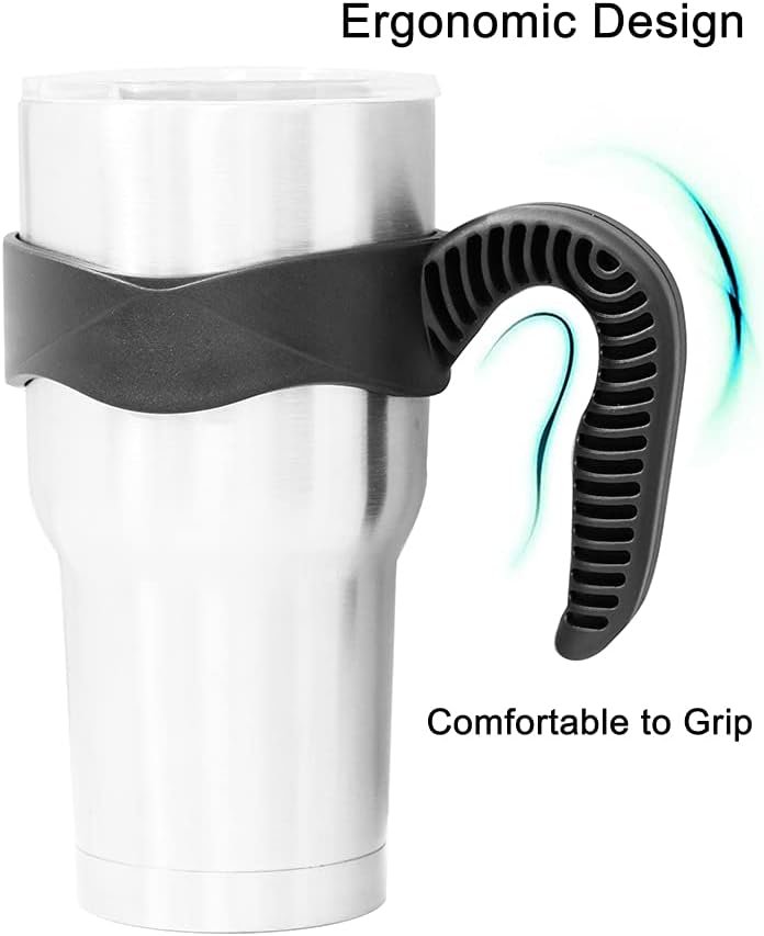 Tumbler Handle for 20 oz Yeti Rambler Cooler Cup, Rtic Mug, Sic, Ozark Trail Grip and more (20 Oz, Black)
