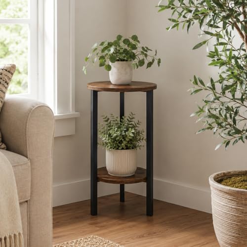 Convenience Concepts Graystone 24 inch 2 Tier Plant Stand - Industrial Stand for Plants, Vases, and Antiques, Urban Modern Design for The Living Room