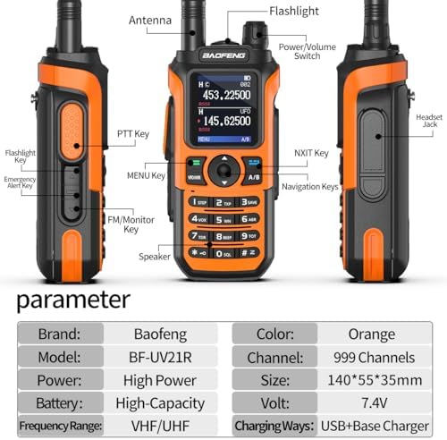 2 Pack BaoFeng UV-21R (Upgrade of UV-5R) Ham Radio Handheld Long Range Walkie Talkies UHF VHF Dual Band 2-Way Radio Full Kit with Type-C Cable