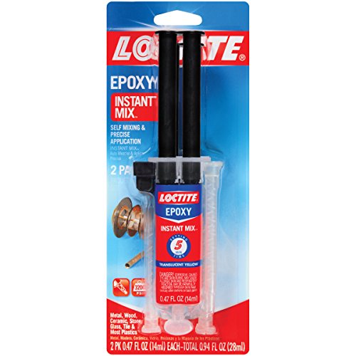Loctite Epoxy Instant Mix, Translucent Yellow 5 Minutes, 0.47 fl oz Syringe, Pack of 2