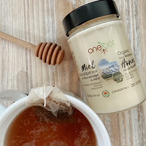 Oneroot 100% Organic Canadian Wildflower Honey - 17.6 Oz/1.1 Lbs, Unheated & Creamed - Nutrient-Rich