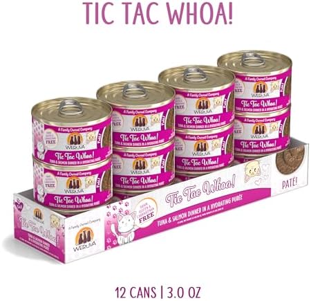 Weruva Wet Cat Food, Tic Tac Whoa with Tuna and Salmon Pate, 3oz Can, Pack of 12