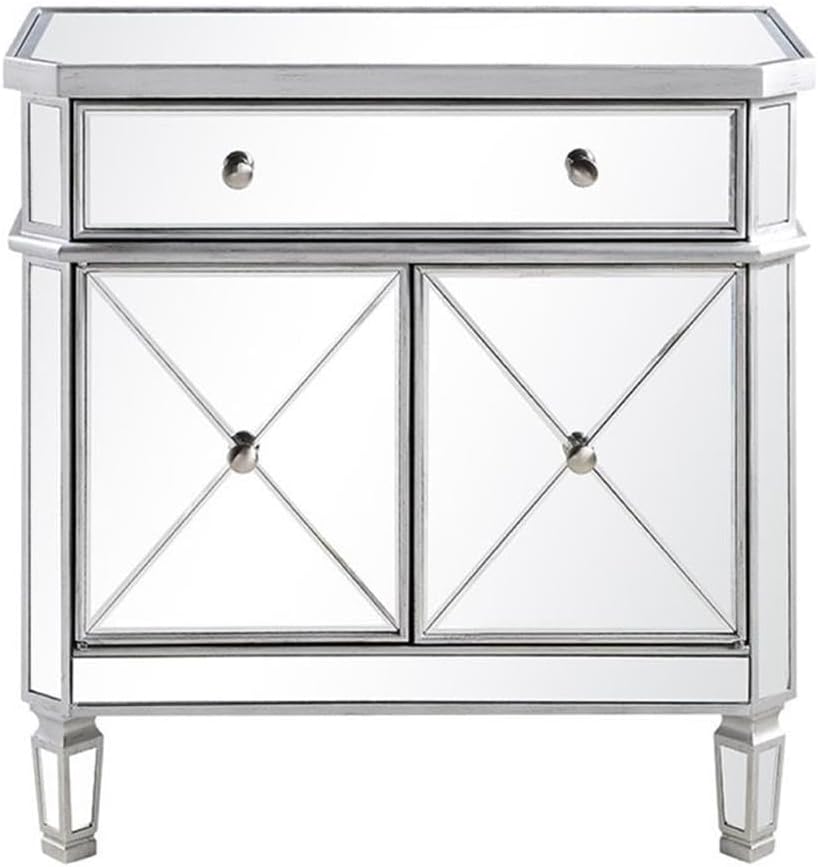 Elegant Lighting Danville 2 Door Mirrored Chest in Silver