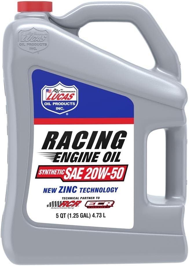 Lucas Oil SAE 20W-50 Racing Engine Oil, 5 Quart (Pack of 1)
