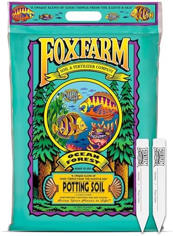 FoxFarm Ocean Forest Potting Soil for Container Gardens - Light, Aerated Texture with Fish Meal, Crab Meal, Earthworm Castings - Houseplant Potting Mix for Seedlings & Plant Starts - 4 x 12 Quart