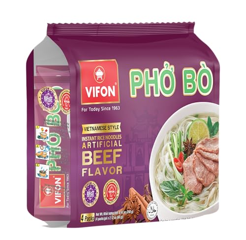 VIFON Phở Bò Vietnamese Style Instant Rice Noodles, 2.11 oz (Pack of 24) | Halal Certified | Authentic Vietnamese Phở | Ready in 3 Minutes