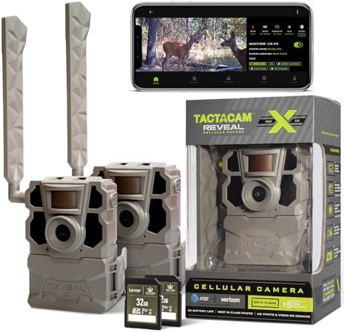 TACTACAM Reveal X Gen 2.0 LTE Cellular Trail Camera (2 PK) + Two 32GB SD Cards