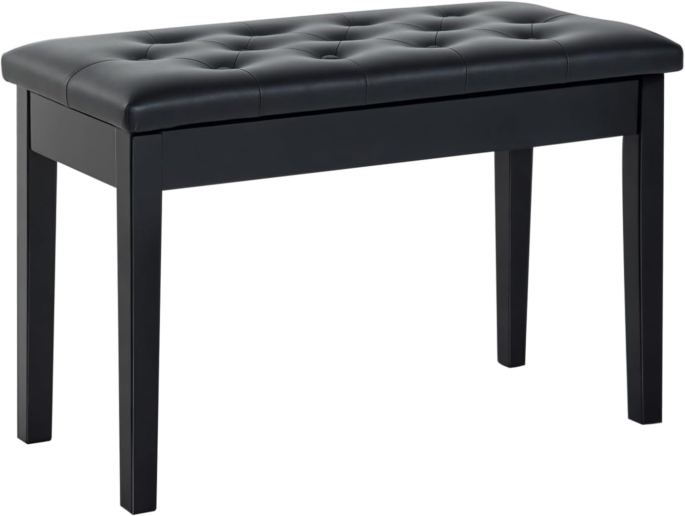 HOMCOM Piano Bench with Faux Leather Padded Cushion, Chestnut Brown | Duet Piano Chair, Wooden Frame, Button Tufted Keyboard Bench
