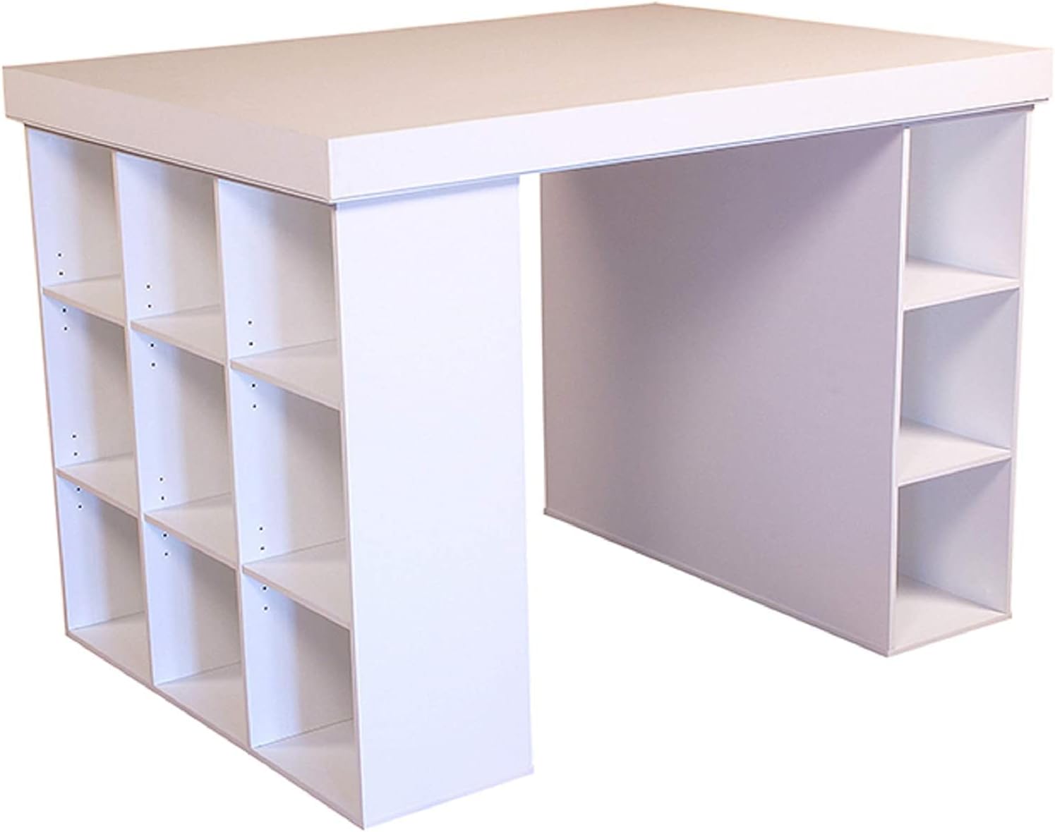 Project Center Desk with Bookcase and 3 Bin Cabinet-Oak