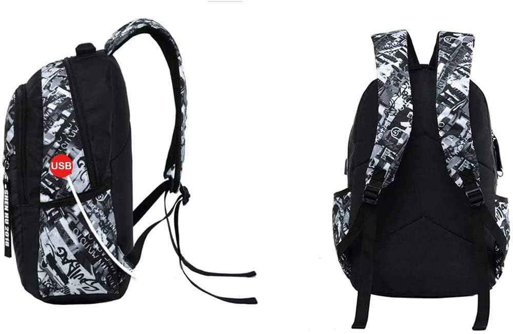 Asge Large Nylon Backpacks for Boys & Girls, Waterproof Satchel with Print, School Bags for 8-16 Years