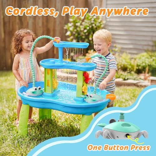 Water Table Pump, 5400mAh Rechargeable Crab Water Pump for Water Table with 3 Modes Sprinkler