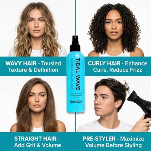 THESALONGUY Tidal Wave Sea Salt Spray for Hair – Volumizing & Texturizing Beach Wave Spray for Men & Women | Matte Finish, Light Hold