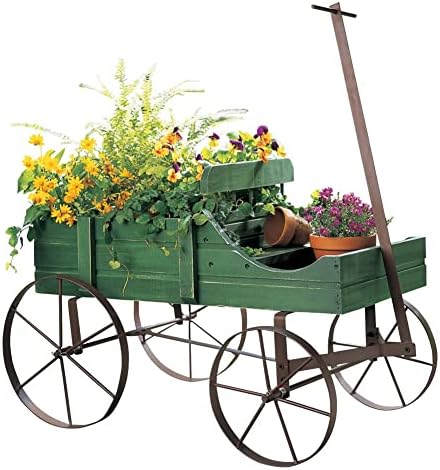 Collections Etc Amish Wagon Decorative Indoor/Outdoor Garden Backyard Planter, Red | Country Red, fir (wood)