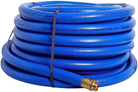 UltraMax Commercial Garden Water Hose 50 ft, Lightweight, Flexible, Anti-Kink, All Weather, 1200 psi, H75-050B, 3/4 Inch x 50 ft, Blue